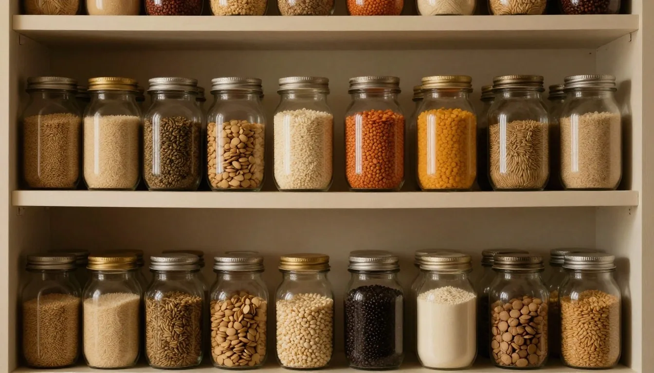 Estantes de despensa ordenada en una cocina